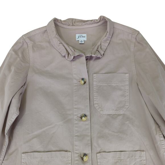 J.Crew Ruffled Chino Chore Jacket AW103 Button Front Utility‎ Women's Size Small - Picture 3 of 9